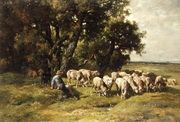  Herd Kunst - ein Schäfer und seine Herde Charles Emile Jacques